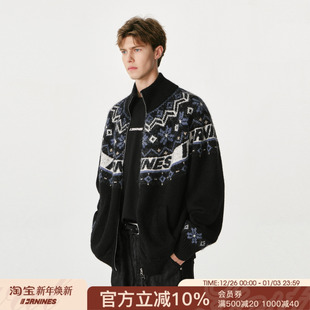 FORNINES含绵羊毛费尔岛毛衣男女秋冬针织衫 外套 情侣拉链立领开衫