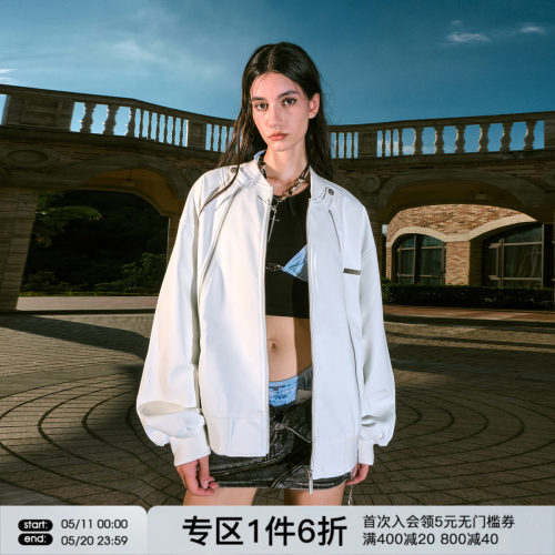 FORNINES美式棒球领皮衣外套