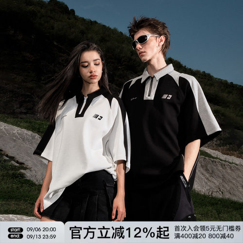 FORNINES拼接拉链短袖POLO衫