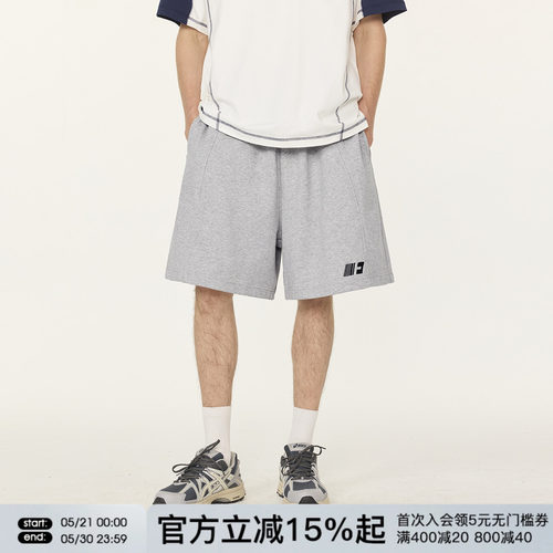 FORNINES刺绣运动短裤男女宽松直筒重磅卫裤潮牌夏季休闲五分裤子