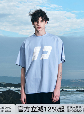 FORNINES索罗娜凉感速干浅蓝色短袖T恤男女情侣潮牌上衣夏季半袖