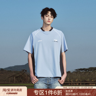 复古半截袖 美式 T恤男女潮牌夏季 FORNINES凉感速干V领球衣运动短袖