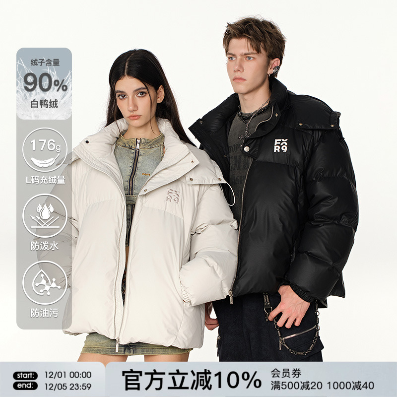 FORNINES皮面羽绒服90白鸭绒