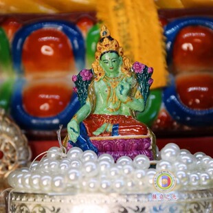 绿度母瓷擦擦 手工民族风瓷佛像 随身mini藏传佛像