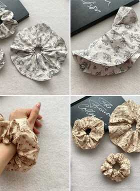 日系风加大发圈30cm复古素描印花小众网红国风法式气质素雅大肠圈