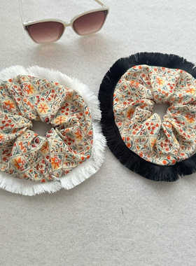 法式优雅摩洛哥风蕾丝发带碎花毛边头饰大发圈古典国风头花大肠圈