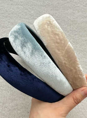 发箍复古丝绒高级感发卡法式大肠圈高颅顶头箍真丝丝绒海绵发箍秋