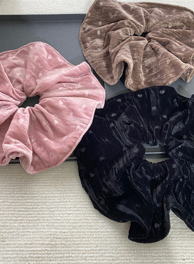 韩版秋冬爱心丝绒发圈大肠头花发饰法式马尾大发圈高级感夸张头饰