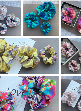 英国Liberty利伯缇小清新水彩大肠圈ins网红印花棉布碎花头饰头绳