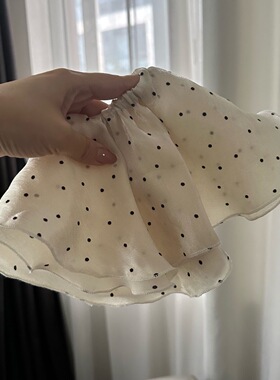 韩系芭蕾风欧根纱圆点双层大发圈白色甜美小众潮网红清新古风发绳