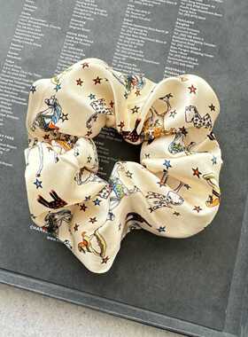 韩版星星木马真丝发圈小众网红大肠圈印花甜美少女可爱ins风发绳