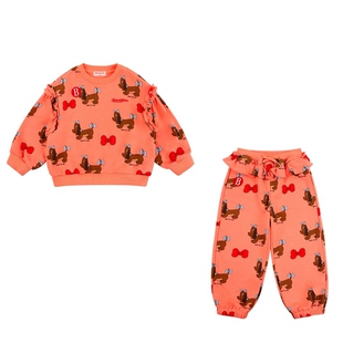 卫衣要套装 宝宝男女童粉色腊肠狗狗卡通印花圆领长袖 现货 加绒