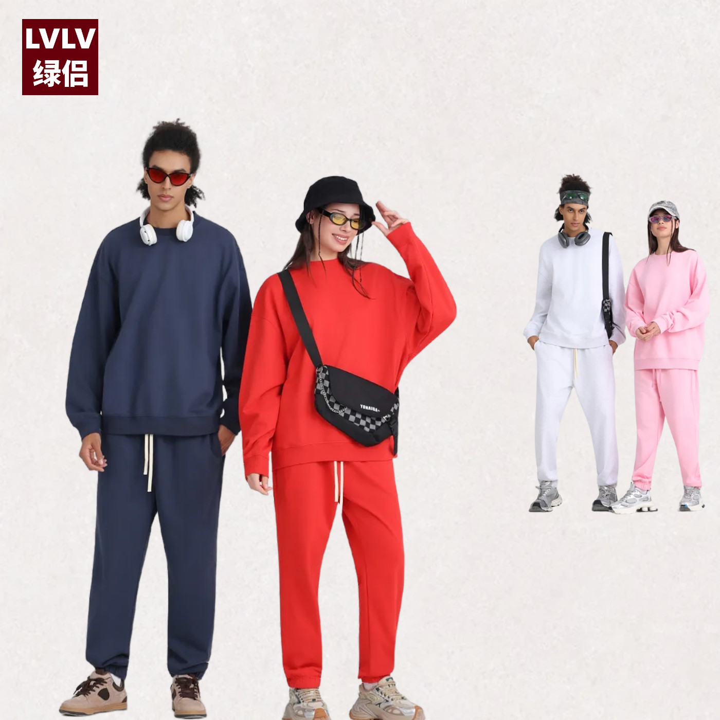 重磅潮牌秋冬430G毛圈圆领卫衣男纯色oversize宽松套装上衣卫衣裤,男装,卫衣,淘宝优惠券,粉丝福利购,淘宝优惠卷