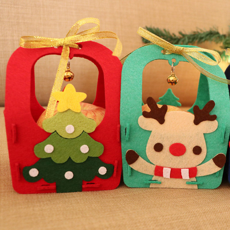 包邮圣诞包装盒子平安夜礼物手工自制不织布diy套装材料包