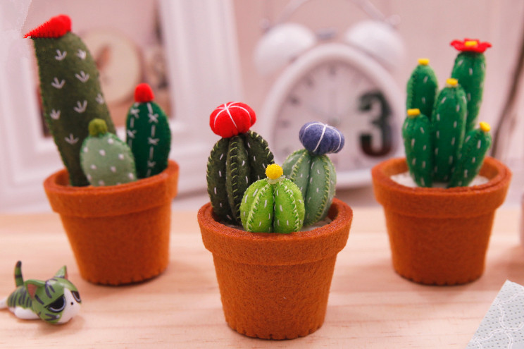 免裁剪多肉植物组合盆栽针插不织布手工diy制作布艺创意布艺材料