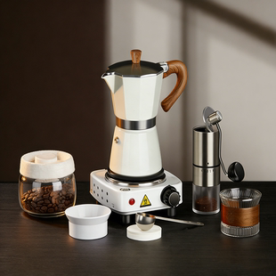 Set with Electric Moka Classic Espresso Stove Mocha Pot