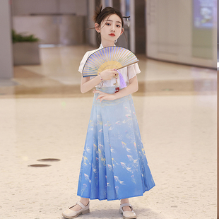 女童马面裙套装中国风夏款儿童改良古风超仙汉服裙大童新中式唐装