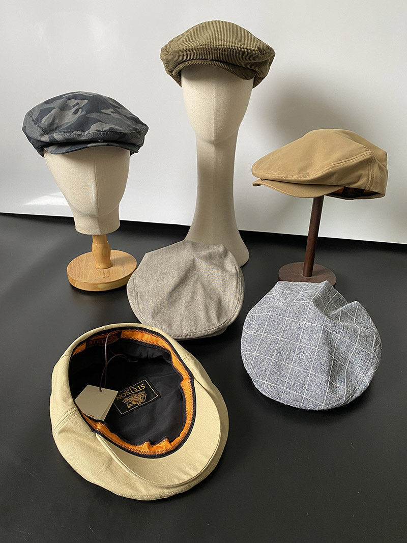 外贸余货夏季透气帽子男时尚格子鸭舌帽休闲男女帽报童帽