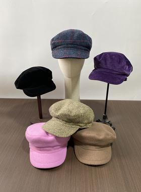 外贸精品尾货秋冬报童帽宽檐百搭显脸小海军风帽子时尚百搭鸭舌帽
