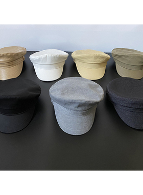 日单出口外贸转内销白色海军帽鸭舌帽平顶小头围海军风帽子