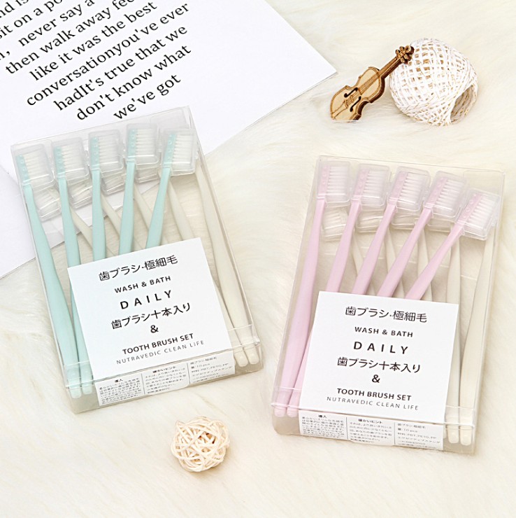 马卡龙纳米小麦环保家庭情侣牙刷