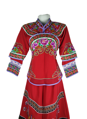 册亨俊艺少数民族风布依族女装长裙红套装婚庆舞台摄影主持人服装