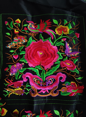 少数民族风格抱枕绣花头饰配件布依族刺绣壮族彝族衣花苗族背带花