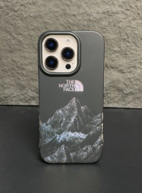 适用于苹果15promax手机壳新款iphone14高级感13pro北面雪山12镭射11潮牌8plus男生7全包x女款xs防摔xr套max