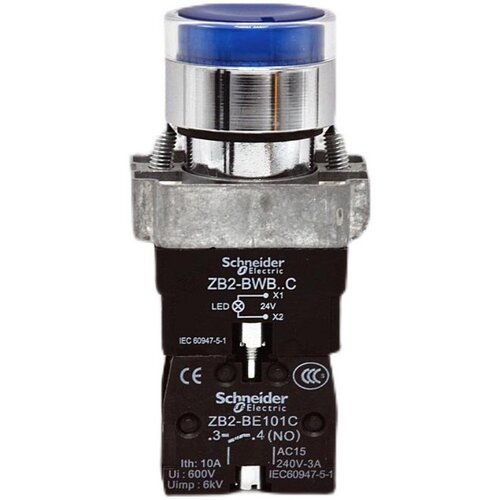 22mm带灯按钮开关XB2-BW36M1C XB2-BW36B1C 220v/24v蓝色