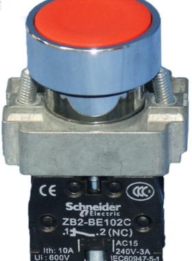 正品 施耐德 自复位平头按钮开关 XB2-BA42C ZB2-BE102C 1NC 红色