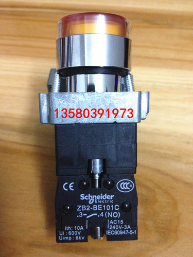 高品质 22mm平头带灯按钮 XB2-BW35M1C XB2-BW35B1C 220v/24v黄色