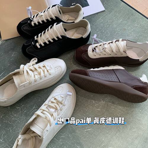 缝线分割设计反绒牛皮德训鞋透气圆头休闲鞋女2026秋新款C2515F
