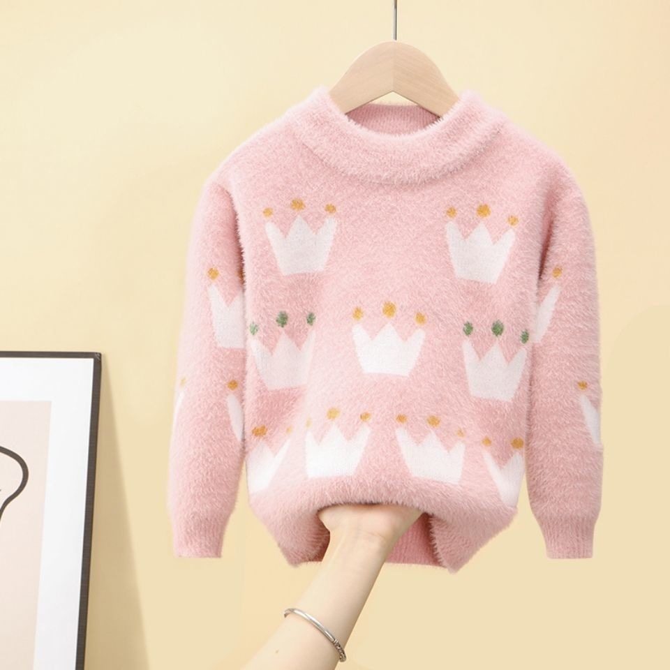冬季宝宝女童圆领套头加厚宽松水貂绒毛衣新款保暖时尚打底针织衫,童装/婴儿装/亲子装,毛衣/针织衫,淘宝优惠券,粉丝福利购,淘宝优惠卷