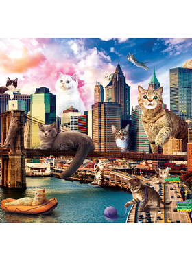 Trefl进口拼图1000片纽约的猫 成年减压益智玩具礼品10595