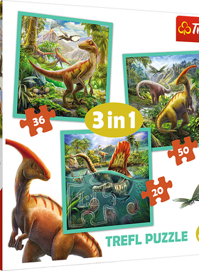 Trefl波兰进口儿童拼图 3合1系列早教益智力趣味玩具男女孩