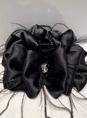 高档云朵泡泡大号抓夹发抓日韩黑色羽毛发夹气质后脑勺盘发鲨鱼夹