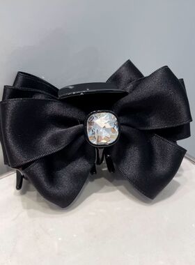 黑色镶钻蝴蝶结发抓鲨鱼夹女 高级感后脑勺抓夹韩国ins高档发夹子