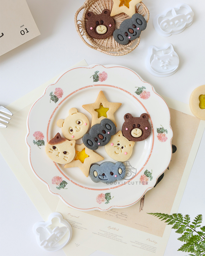 新款软萌卡通网红曲奇饼干模具 可爱亲子家用DIY大象小猫小熊模具