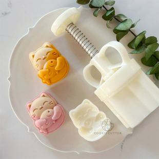 30g50g新款 锦鲤招财猫绿豆糕模具猫咪小鱼中秋节卡通辅食月饼模具