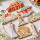 米色老师原创地标建筑糖霜饼干模具旅游文创曲奇压模 视频教程