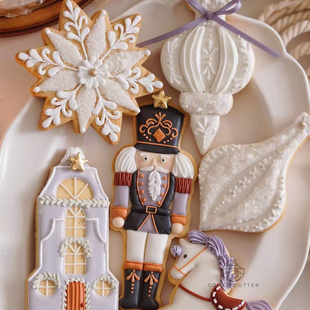 米色老师原创圣诞胡桃夹子饼干模具雪花木马翻糖工具 视频教程