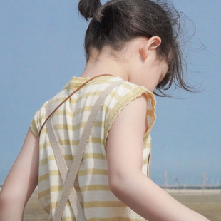 棉针织薄款 ZOYEMO儿童夏季 背心条纹百搭日系可爱上衣