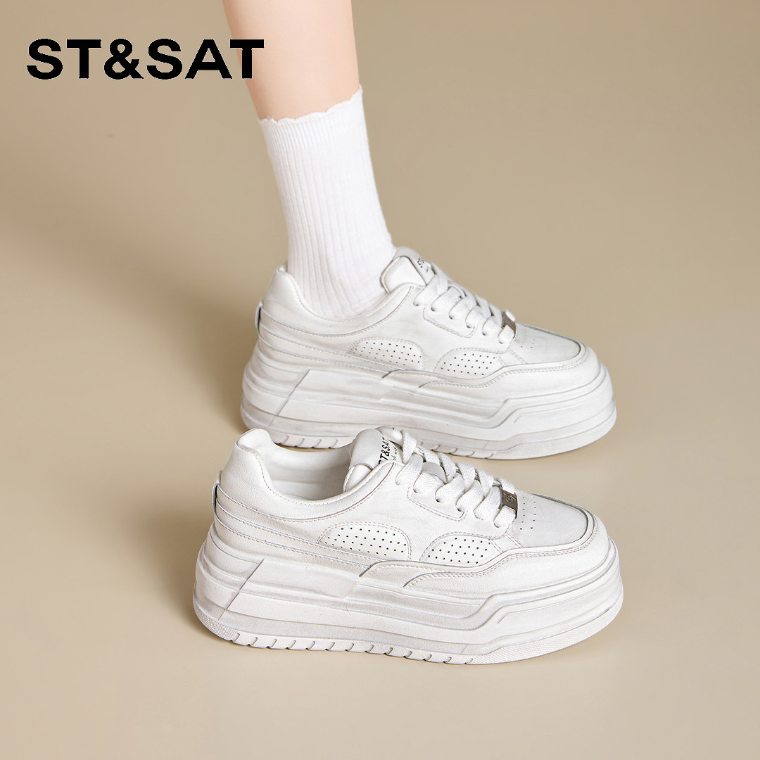 星期六2026年新款小白鞋女休闲百搭厚底松糕时尚百搭女鞋