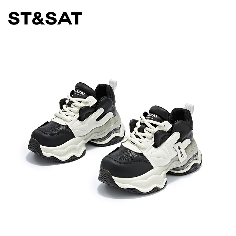 星期六黑色厚底老爹鞋女款显脚小2026新款春夏炸街欧洲站休闲鞋子