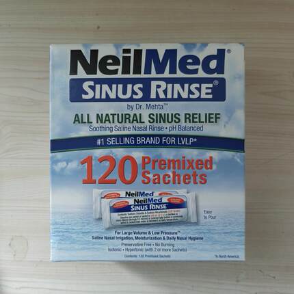 现货 美国进口NeilMed成人儿童清洗鼻腔洗鼻海盐120包手动瓶套装