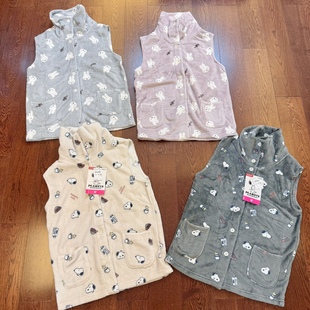 日d 史努比x米菲日式家居服背心珊瑚绒加厚保暖贴身2用高领围脖