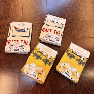 日本冲绳orion特产啤酒周边 带挂绳手帕擦手巾洗脸 厨房家事纯棉