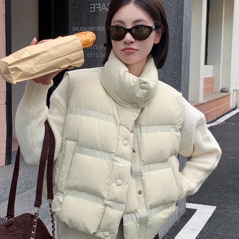 正品【上检品质】90%白鸭绒马甲