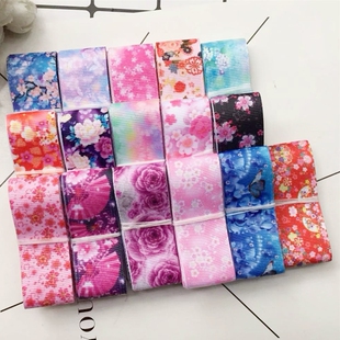 2.5cm/25mm和风丝带花朵罗纹带 手工发饰diy新年过年头饰发夹材料