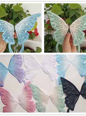 18.5*21.5蝴蝶扑棱蛾子国风汉服刺绣蕾丝翅膀手工diy发饰材料F308